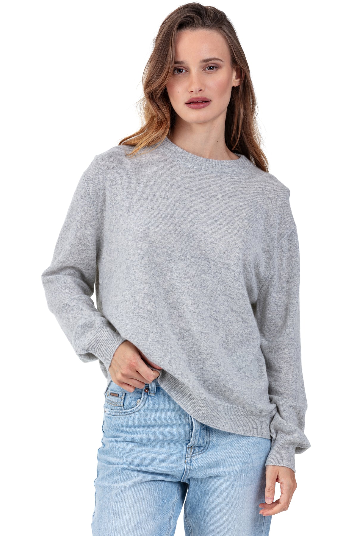 Maglione in cashmere, 100% Cashmere, donna, collo tondo, taglio ampio, maniche lunghe, normale / 2 e 4 fili, maglia normale, Mahogany