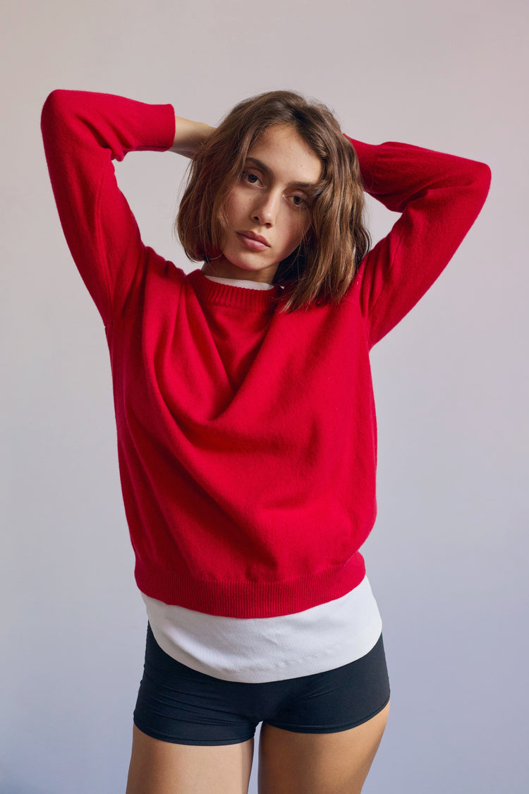 Philippine in cashmere donna - Vista 3 - rosso velluto - Mahogany
