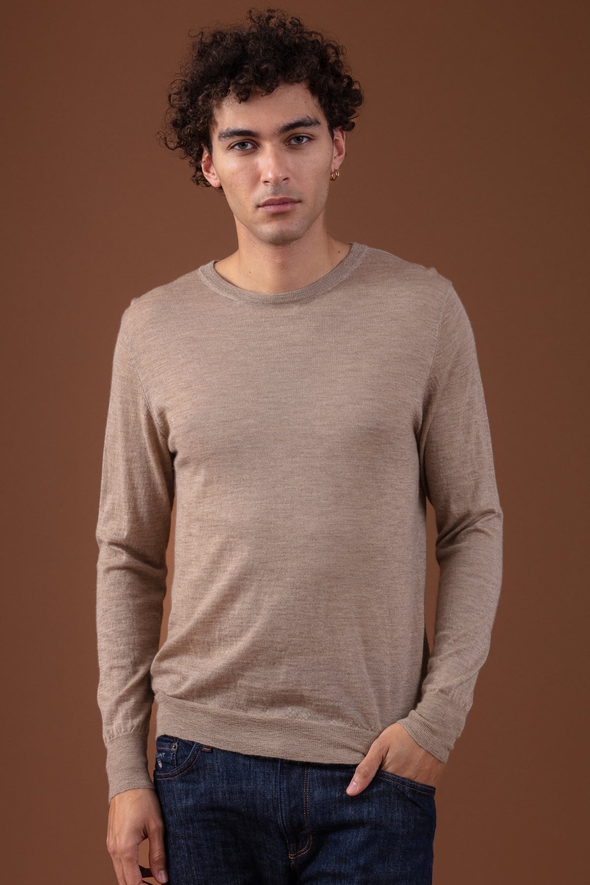 Pier in piuma di cashmere uomo - visone - Mahogany