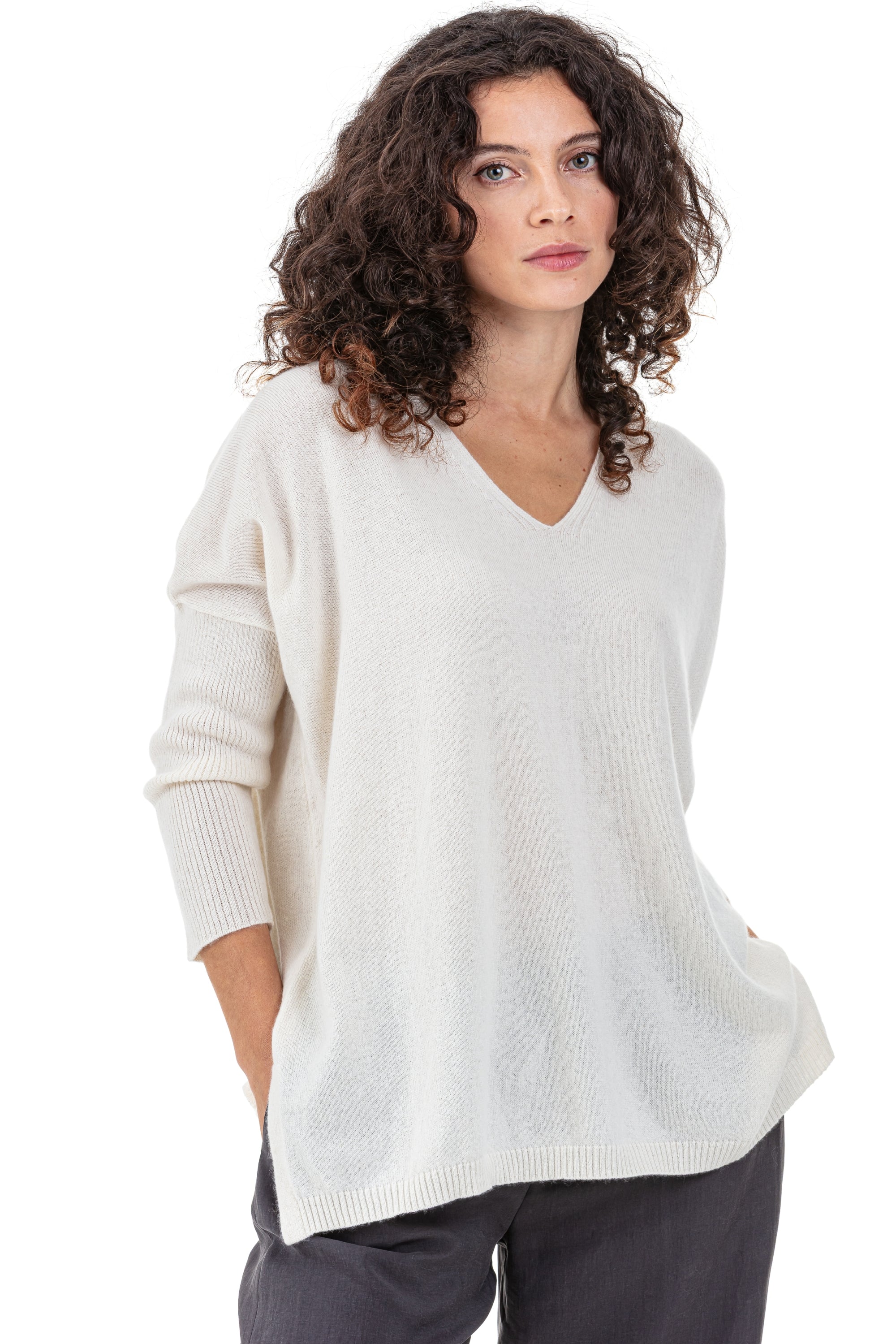 Pippa in cashmere donna - natural écru - Mahogany