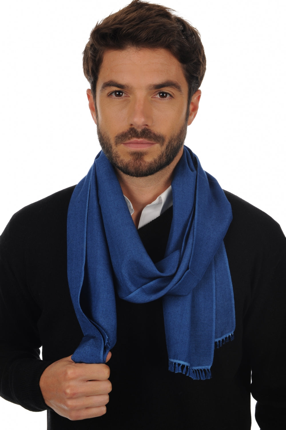 Scarva in cashmere e seta donna - blu di Prussia - Mahogany