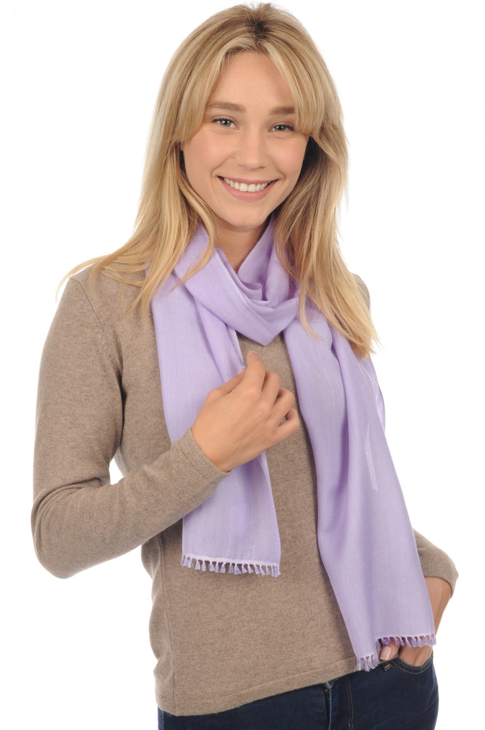 Scarva in cashmere e seta donna - lavanda soleggiata - Mahogany