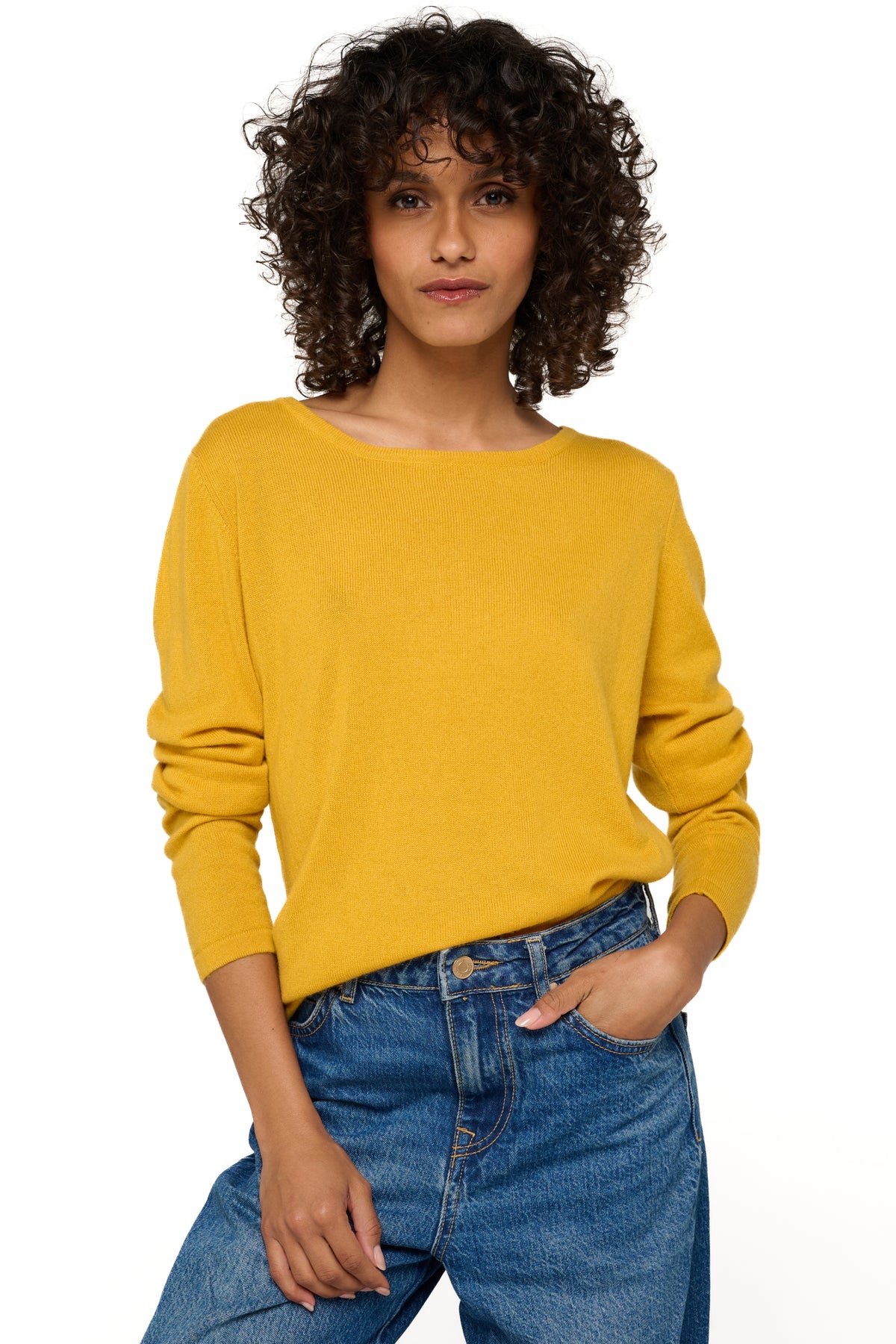 Solange in cashmere donna - senape - Mahogany