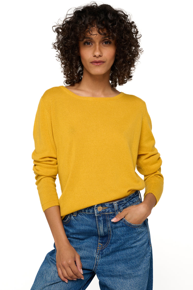 Solange in cashmere donna - senape - Mahogany