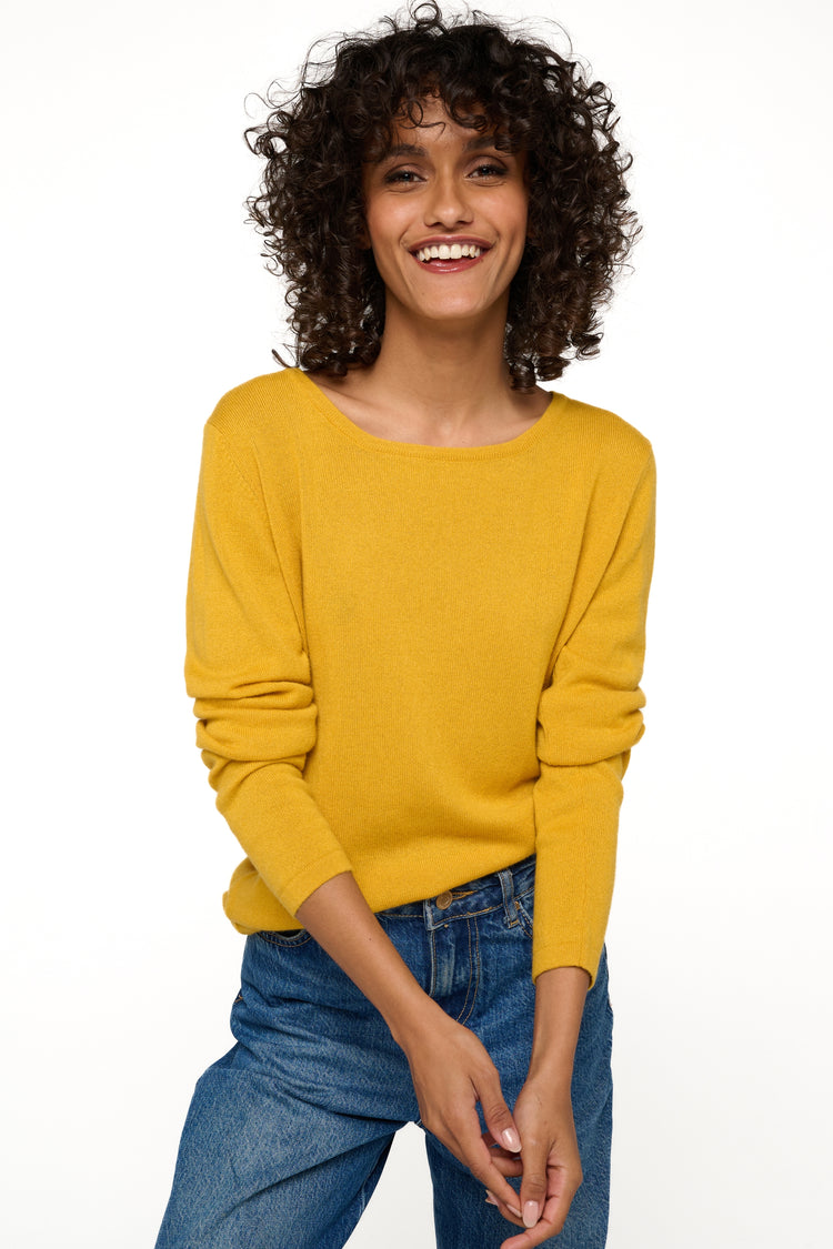 Solange in cashmere donna - Vista 1 - senape - Mahogany