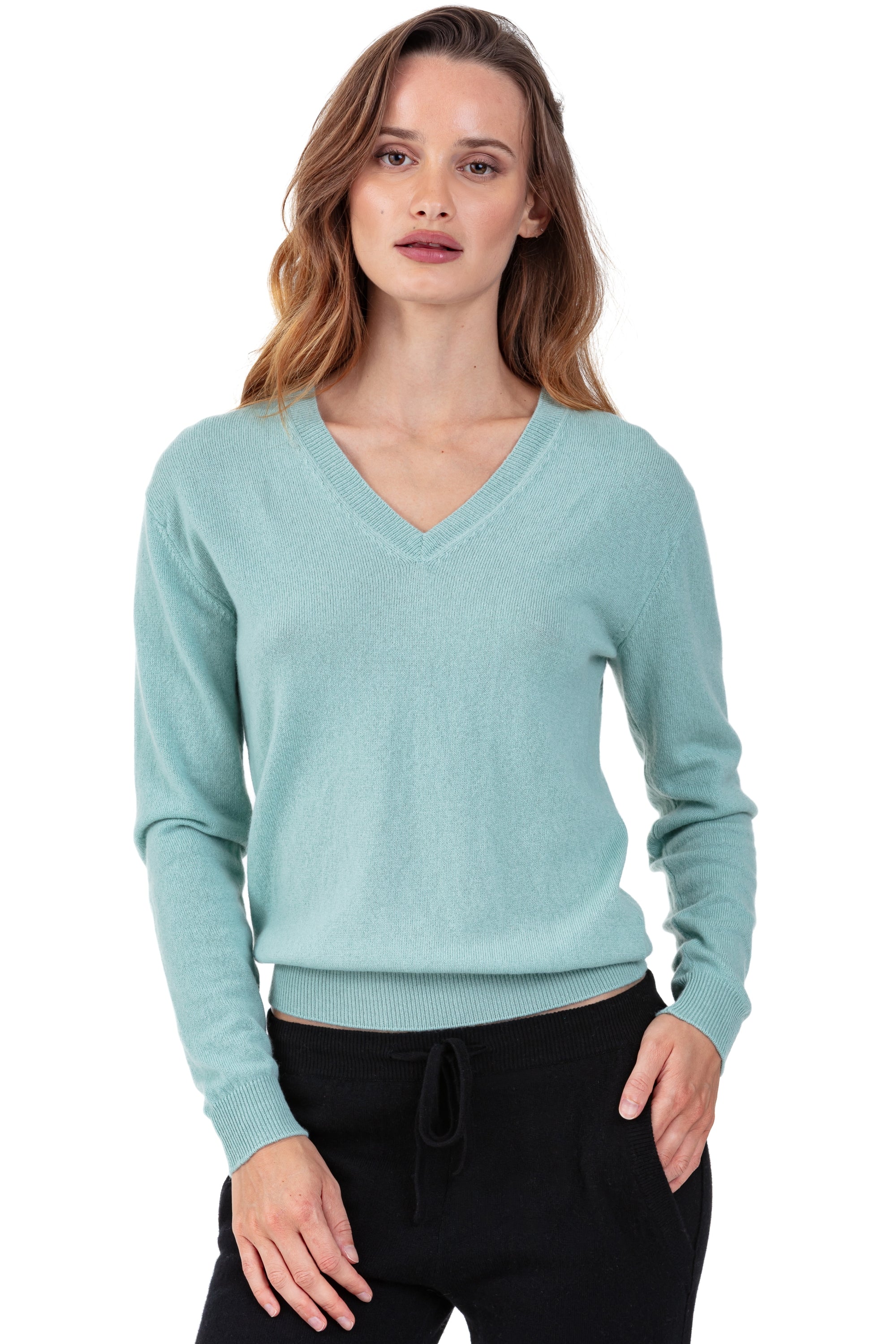 Tessa in cashmere donna - sea foam - Mahogany