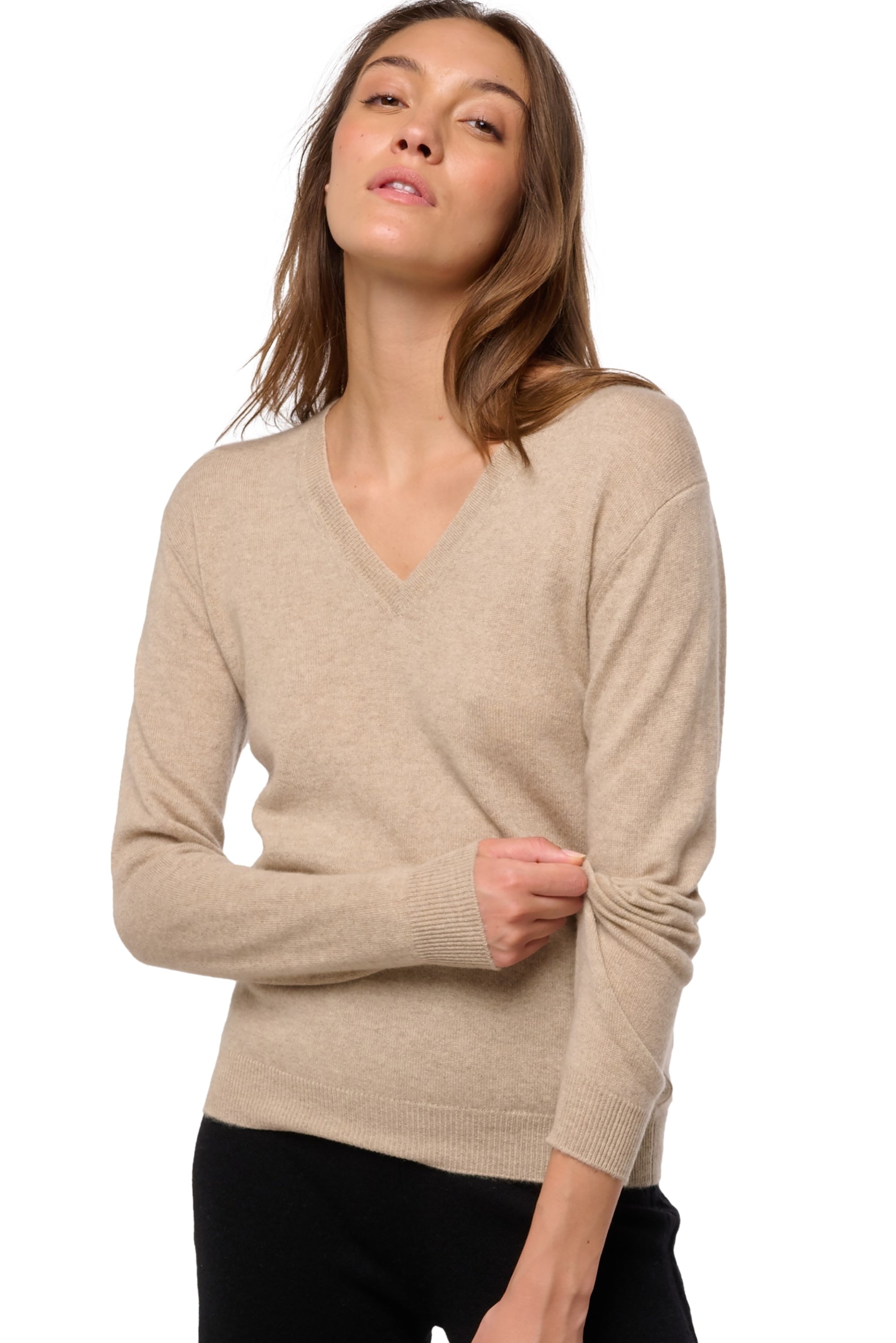 Tessa in cashmere donna - spelt - Mahogany