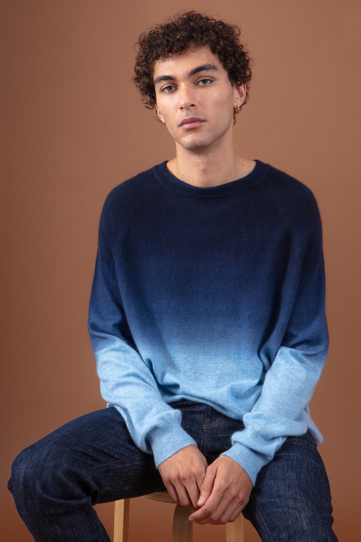 Ticino in cashmere uomo - blu marino scuro / blu azzurro chiné - Mahogany