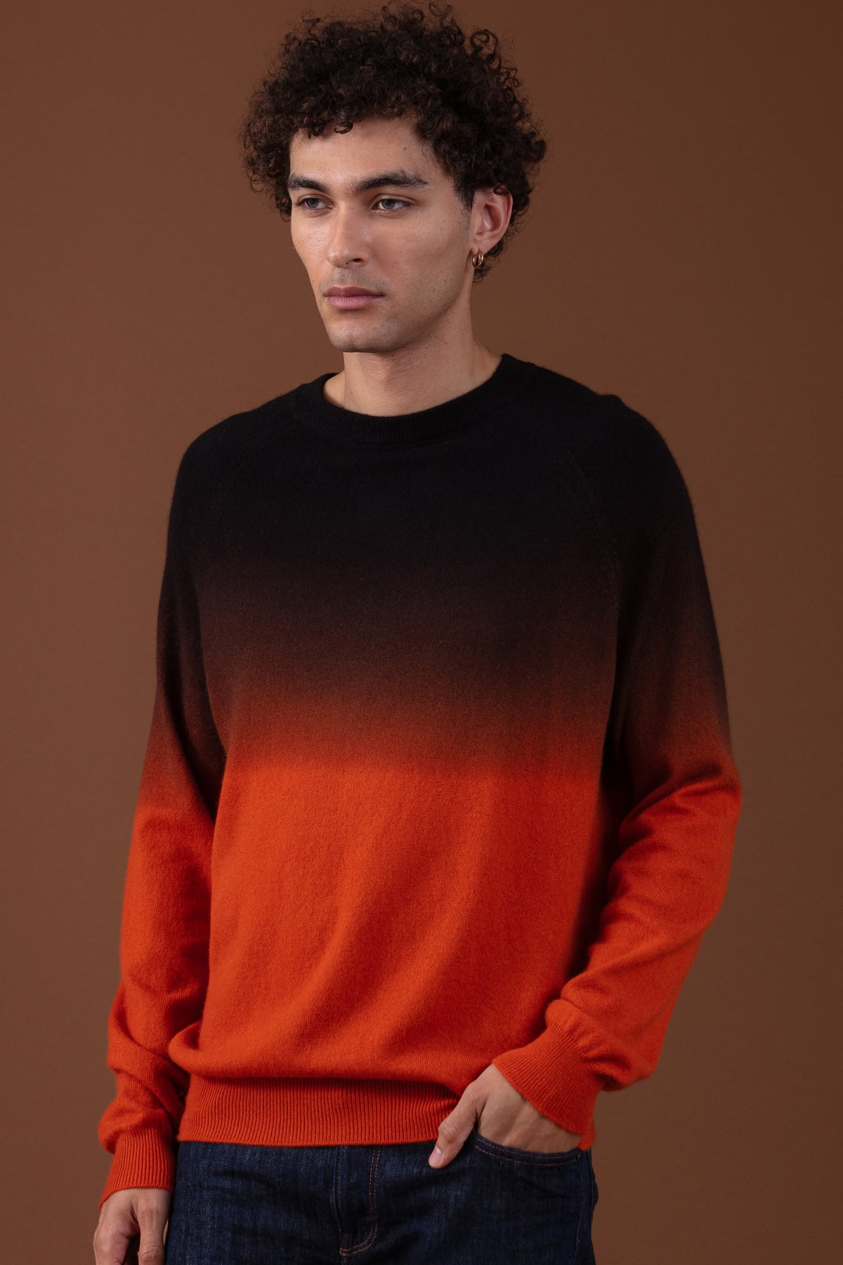 Ticino in cashmere uomo - nero / marmelade - Mahogany