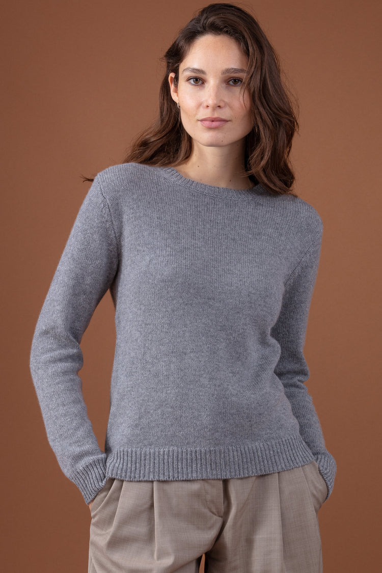 Maglione in cashmere, 100% Cashmere, donna, collo rotondo, taglio dritto, maniche lunghe, grosso / 6 fili e +, maglia normale, Mahogany