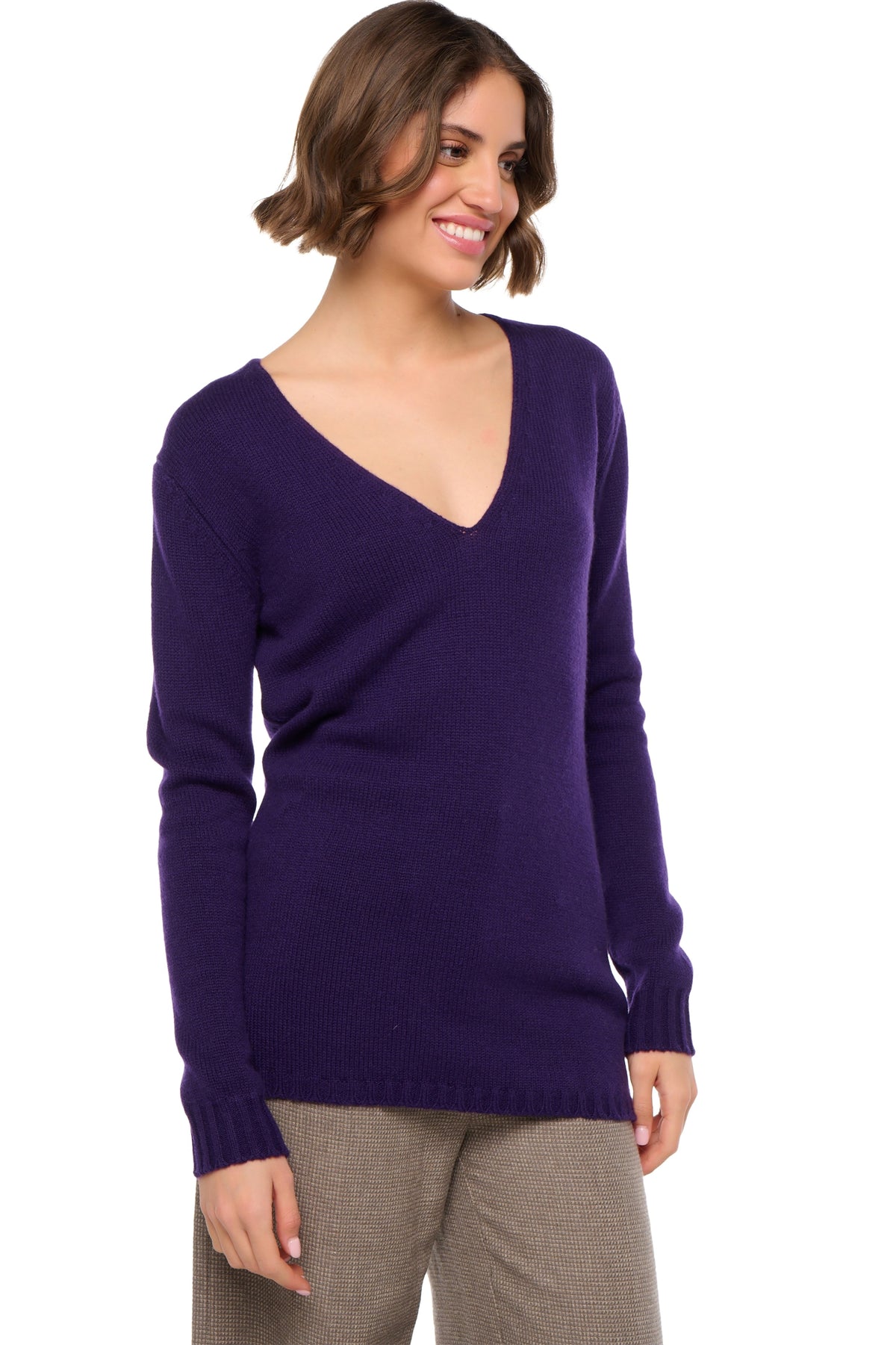 Vanessa in cashmere donna - deep purple - Mahogany