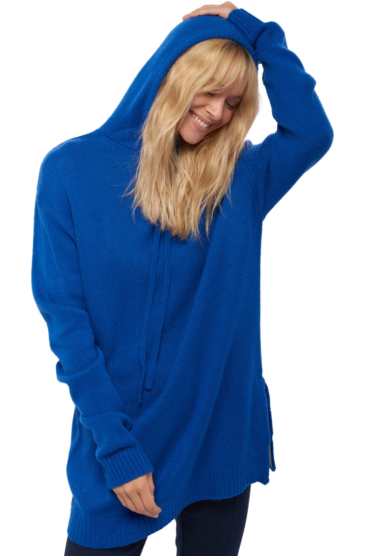 Maglione in yak, 100% yak, donna, cappuccio, taglio ampio, maniche lunghe, normale / 2 e 4 fili, maglia normale, Mahogany