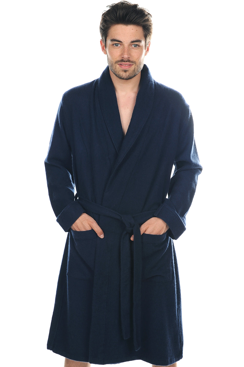 Vestaglia in cashmere, 100% Cashmere, uomo, senza collo, taglio dritto, maniche lunghe, normale / 2 e 4 fili, tessuto spesso, Mahogany