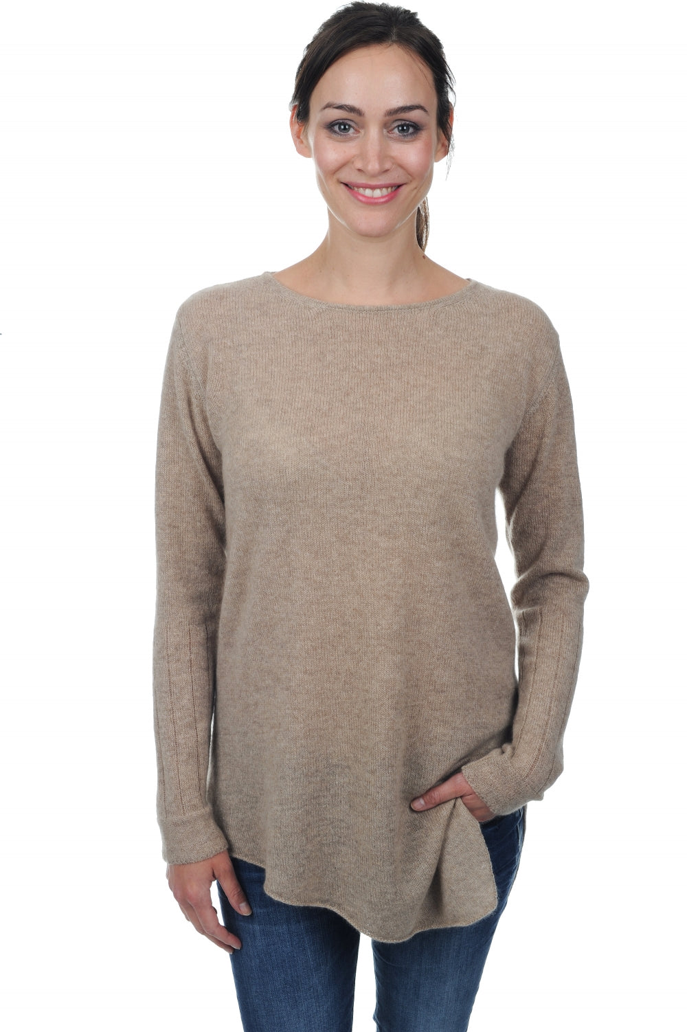Zaia in cashmere donna - marrone naturale chiné - Mahogany