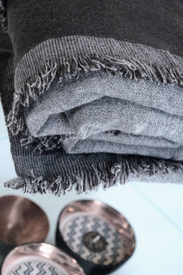 Cashmere accessori cocooning fougere 125 x 175 grigio chine grigio antracite 125 x 175