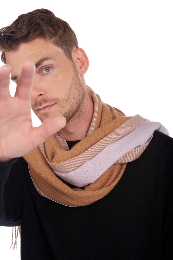 Cashmere accessori sciarpe foulard ajaccio cammello lilas 35 x 200 cm