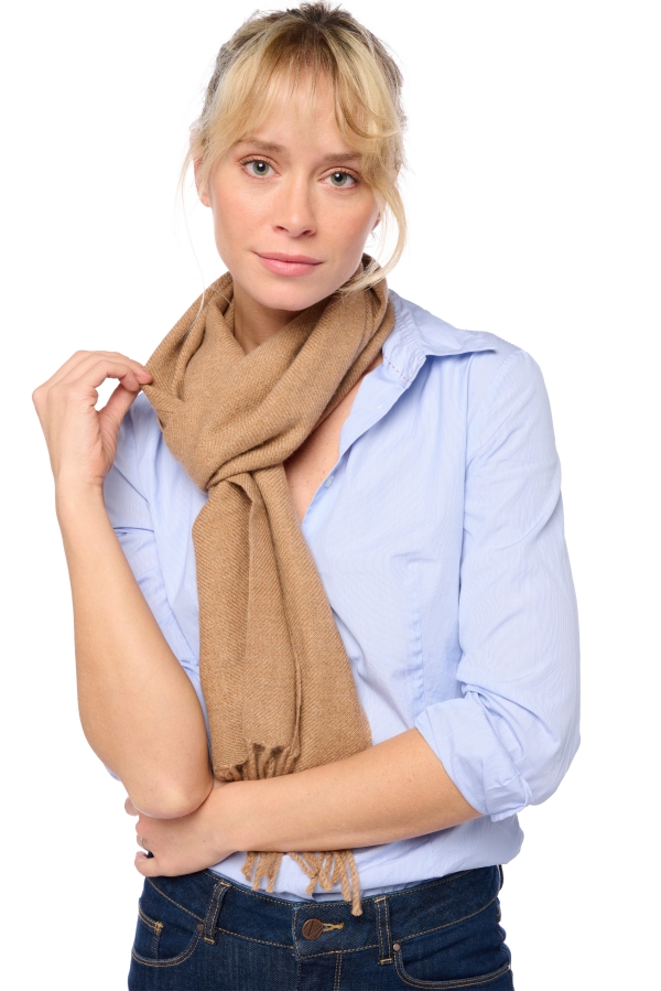 Cashmere accessori sciarpe foulard kazu170 cammello chine 170 x 25 cm