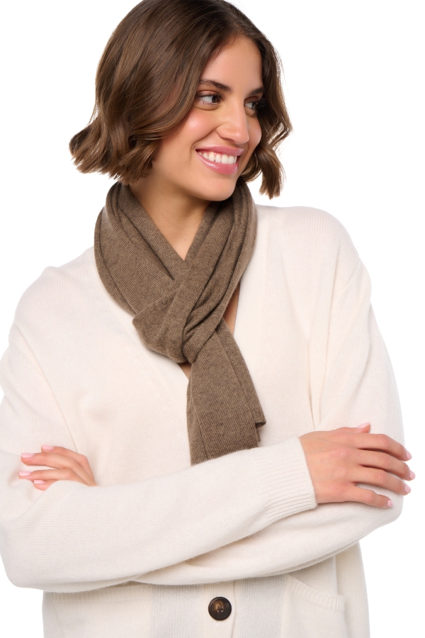 Cashmere accessori sciarpe foulard ozone natural dark brown 160 x 30 cm
