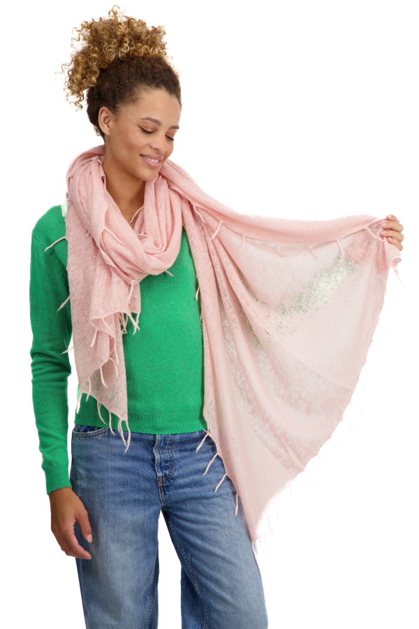 Cashmere accessori sciarpe foulard tresor rosa crema 200 cm x 90 cm