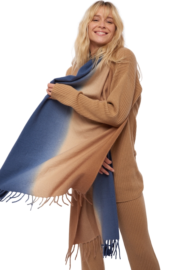 Cashmere accessori sciarpe foulard vaasa cammello blu notte 200 x 70 cm
