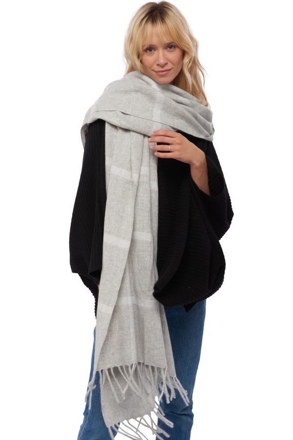 Cashmere accessori sciarpe foulard venezia flanella chine bianco naturale 210 x 90 cm