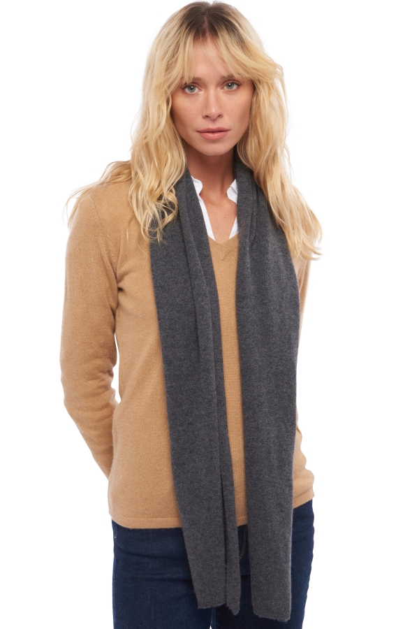 Cashmere cashmere donna sciarpe foulard ozone dark grey 160 x 30 cm