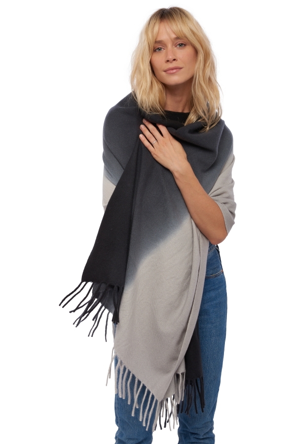 Cashmere cashmere donna sciarpe foulard vaasa nero flanella chine 200 x 70 cm