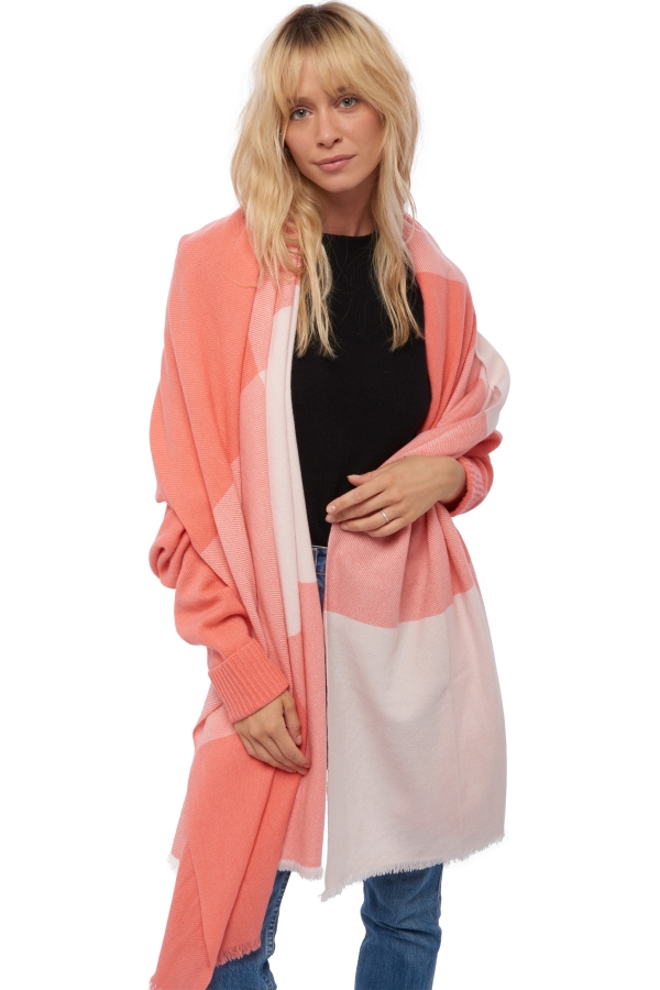 Cashmere cashmere donna sciarpe foulard verona rosa pallido peach 225 x 75 cm