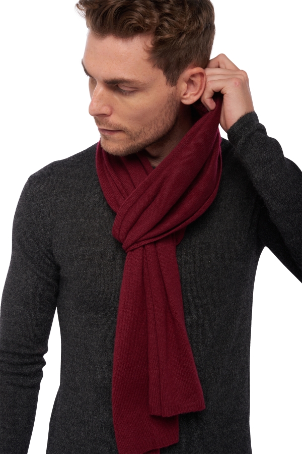 Cashmere uomo sciarpe foulard miaou bordeaux 210 x 38 cm