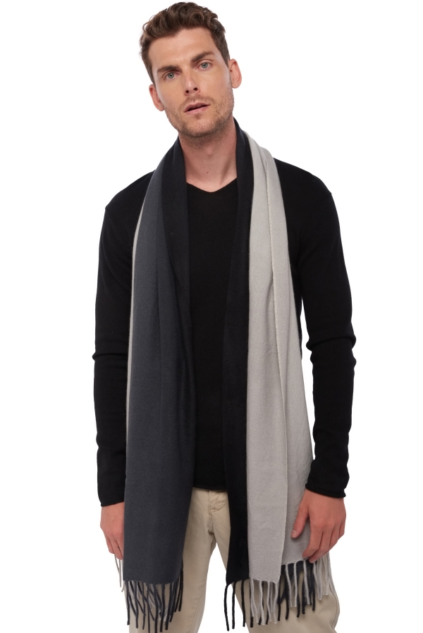 Cashmere uomo sciarpe foulard vaasa nero flanella chine 200 x 70 cm