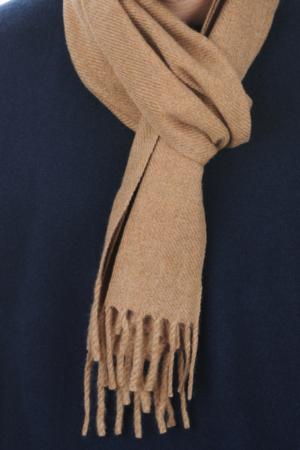 Cashmere uomo sciarpe foulard zak170 cammello chine 170 x 25 cm