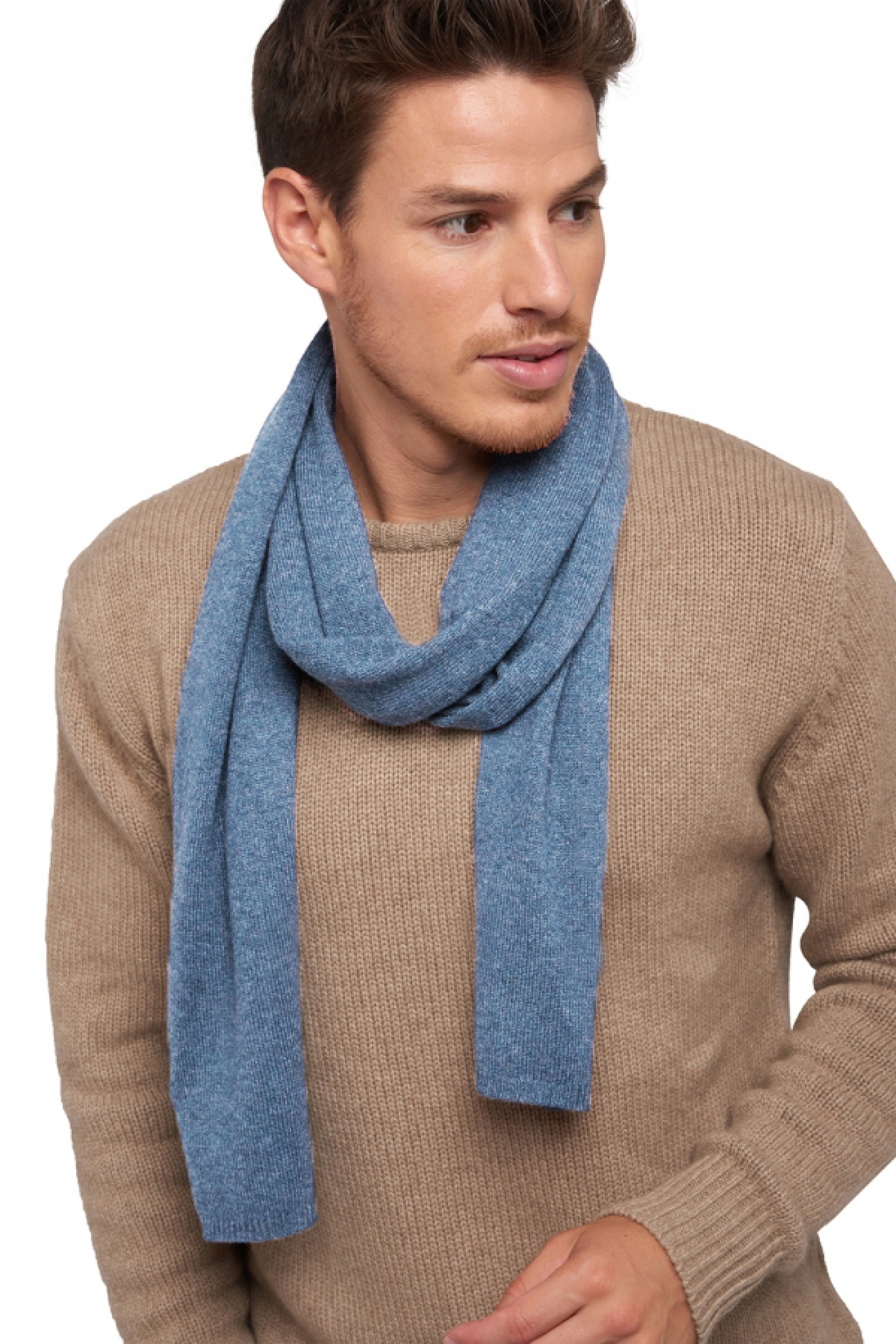  accessori sciarpe foulard woolozone blu jeans chine 160 x 30 cm