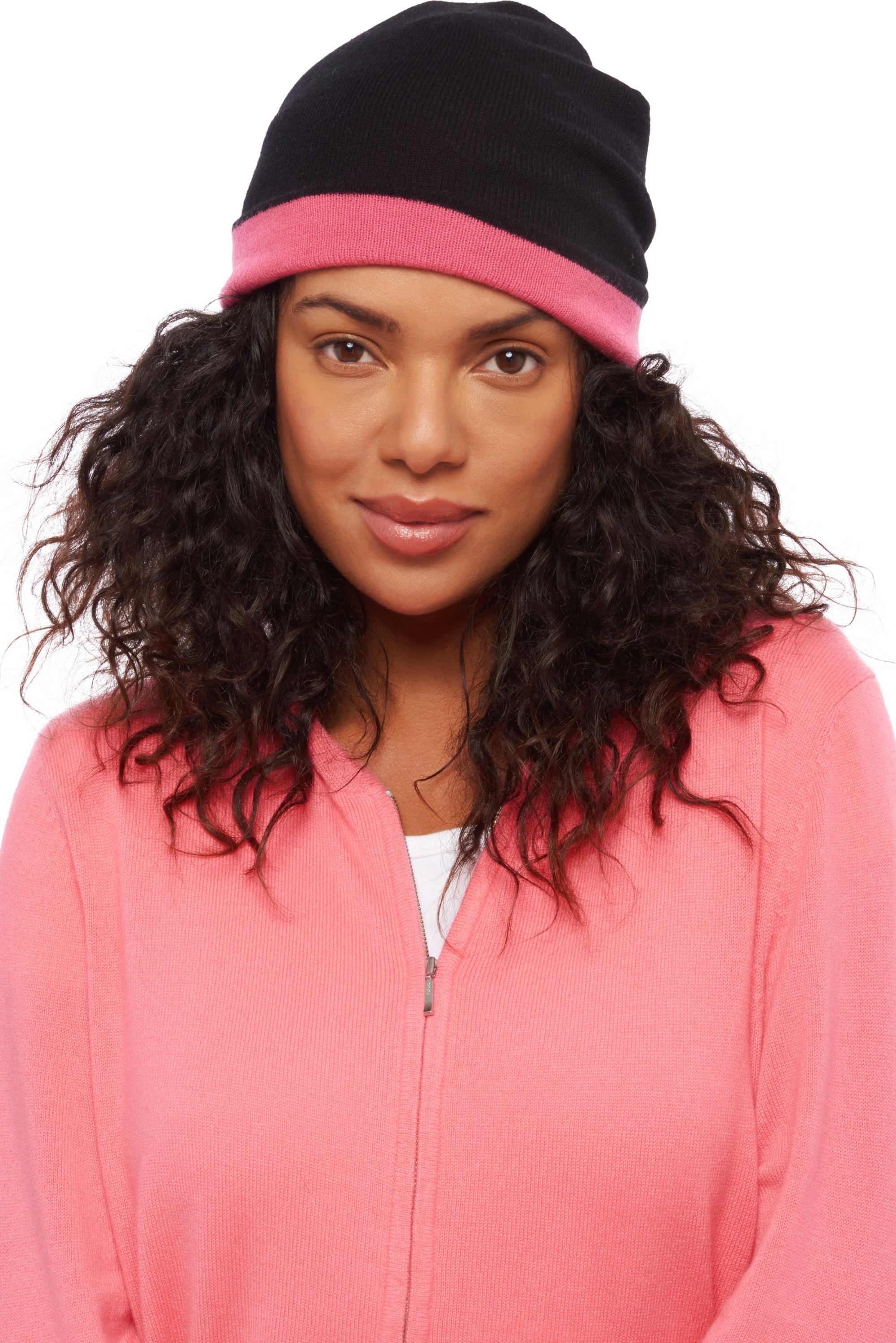 Cashmere accessori berretti bloup nero rosa shocking 24 x 23 cm