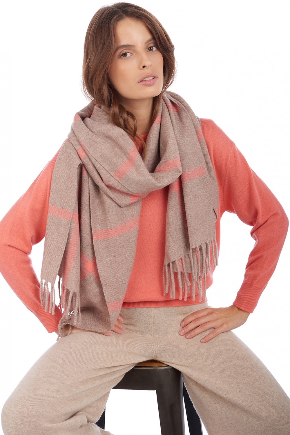 Cashmere accessori sciarpe foulard amsterdam toast peach 50 x 210 cm