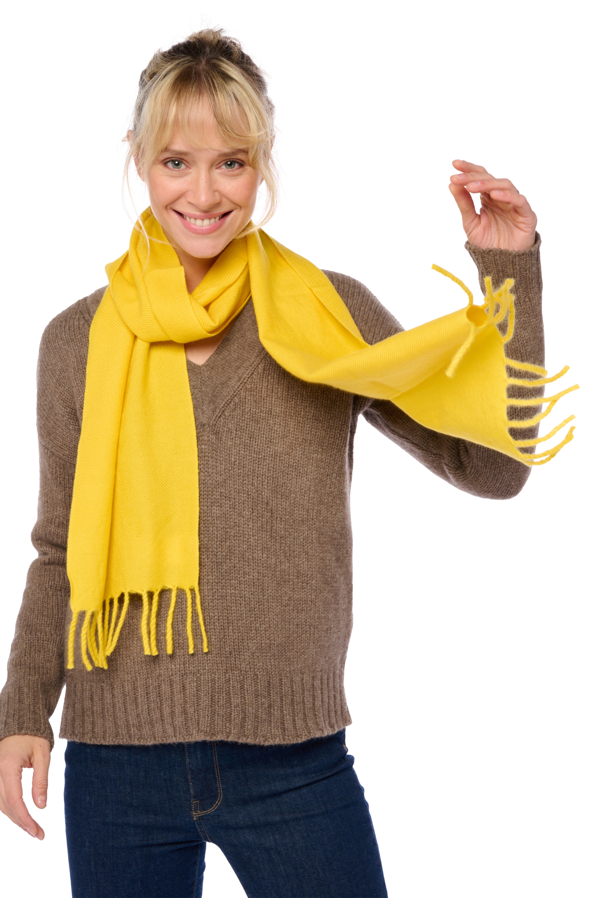 Cashmere accessori sciarpe foulard kazu170 tournesol 170 x 25 cm