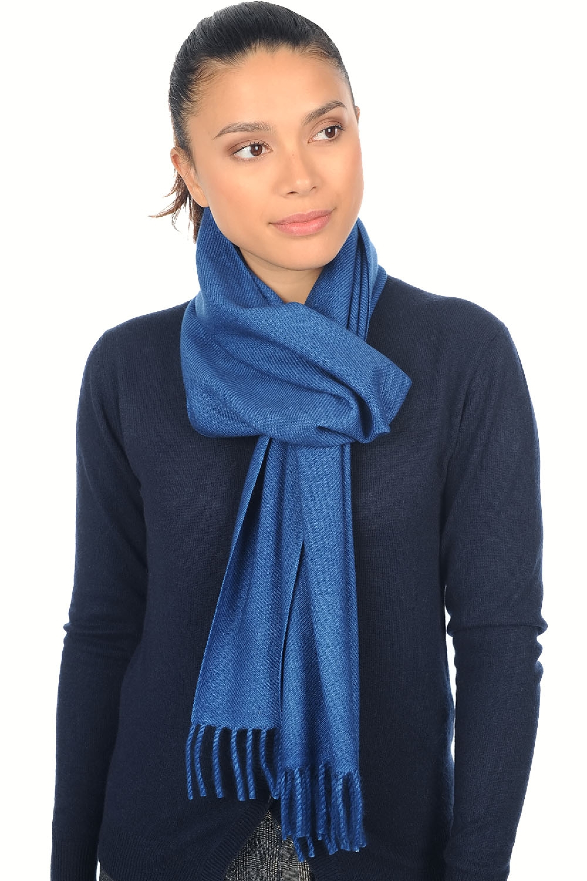 Cashmere accessori sciarpe foulard kazu200 blu di prussia 200 x 35 cm