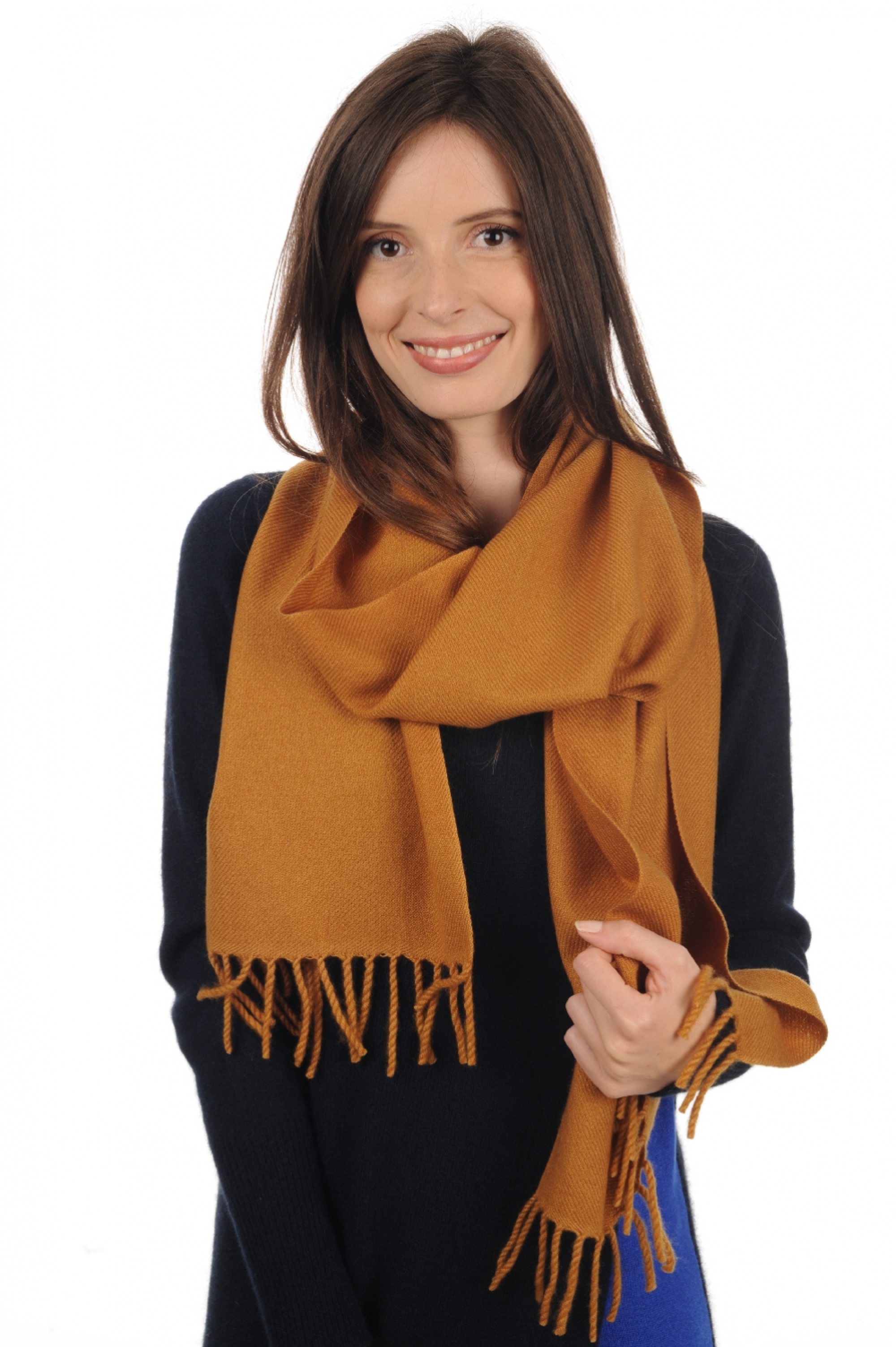 Cashmere accessori sciarpe foulard kazu200 burro di arachidi 200 x 35 cm