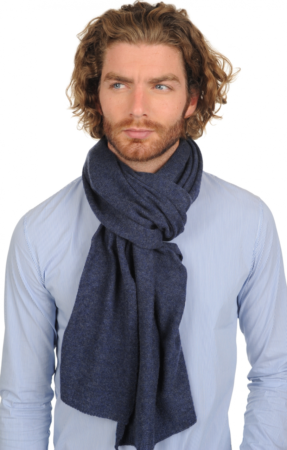 Cashmere accessori sciarpe foulard miaou indigo 210 x 38 cm