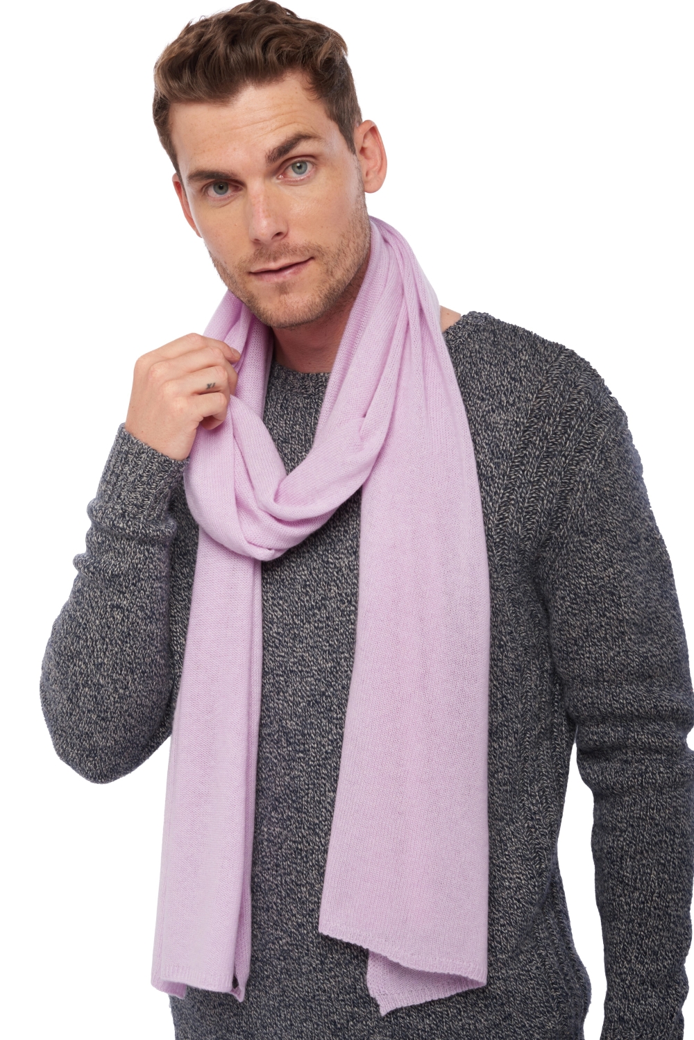 Cashmere accessori sciarpe foulard miaou lilas 210 x 38 cm