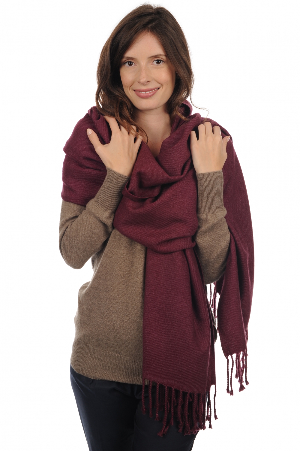 Cashmere accessori sciarpe foulard niry prugna 200x90cm