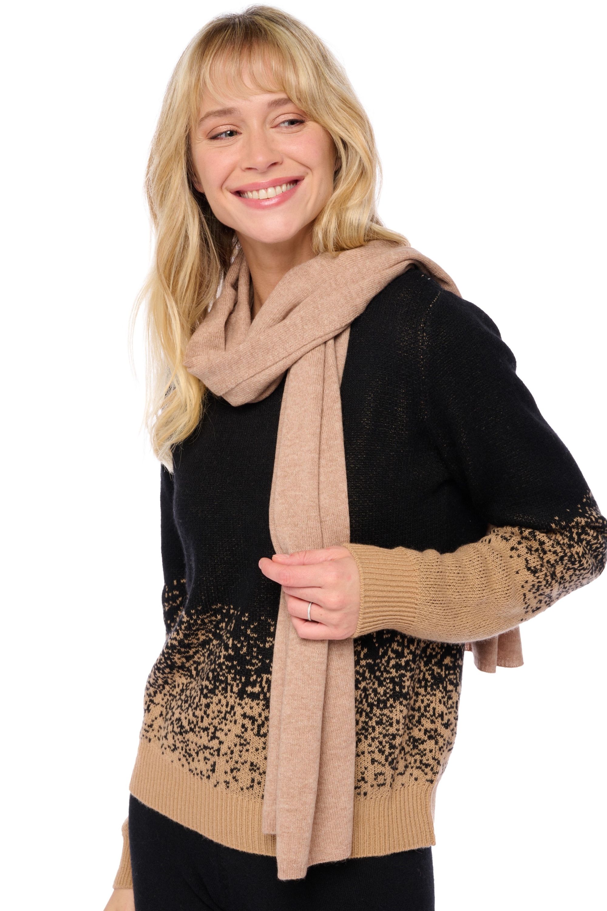 Cashmere accessori sciarpe foulard ozone almondine 160 x 30 cm