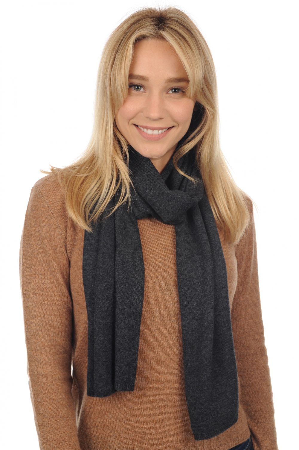 Cashmere accessori sciarpe foulard ozone antracite chine 160 x 30 cm