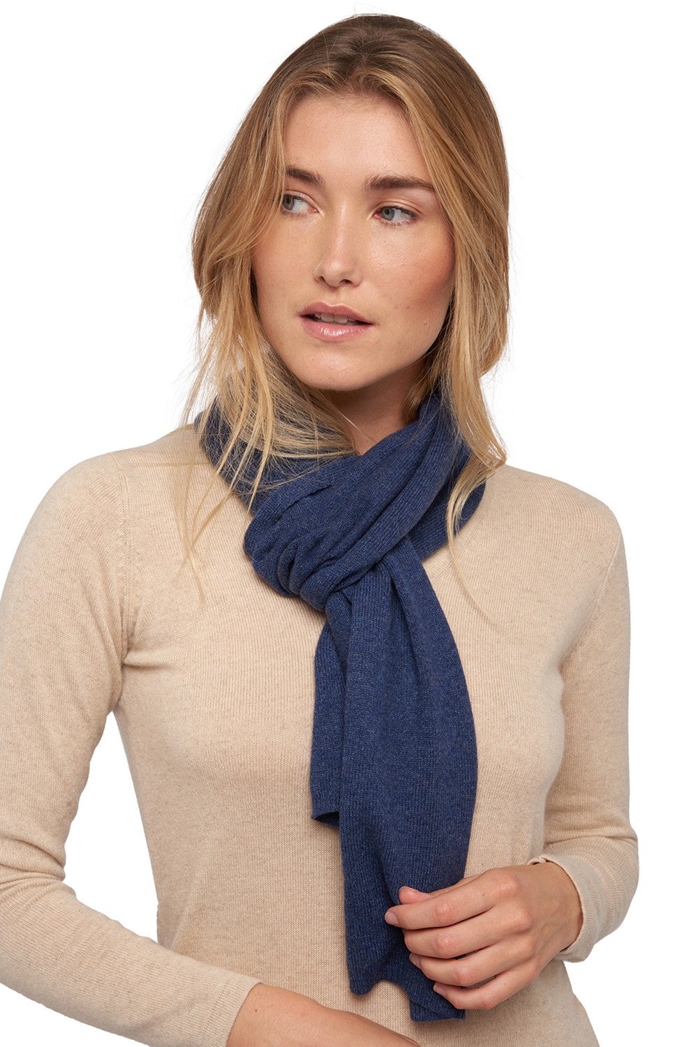 Cashmere accessori sciarpe foulard ozone indigo 160 x 30 cm