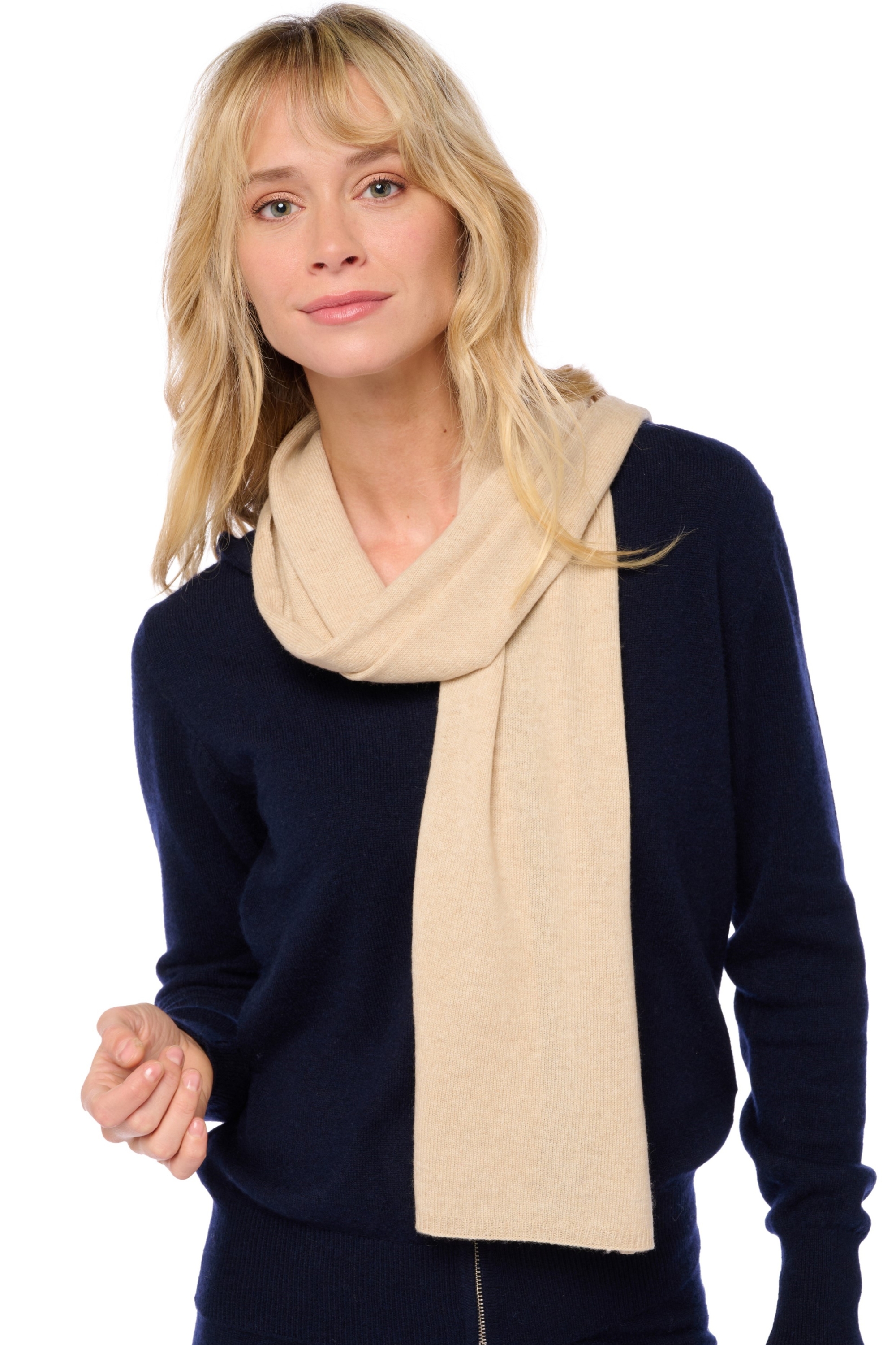 Cashmere accessori sciarpe foulard ozone natural beige 160 x 30 cm