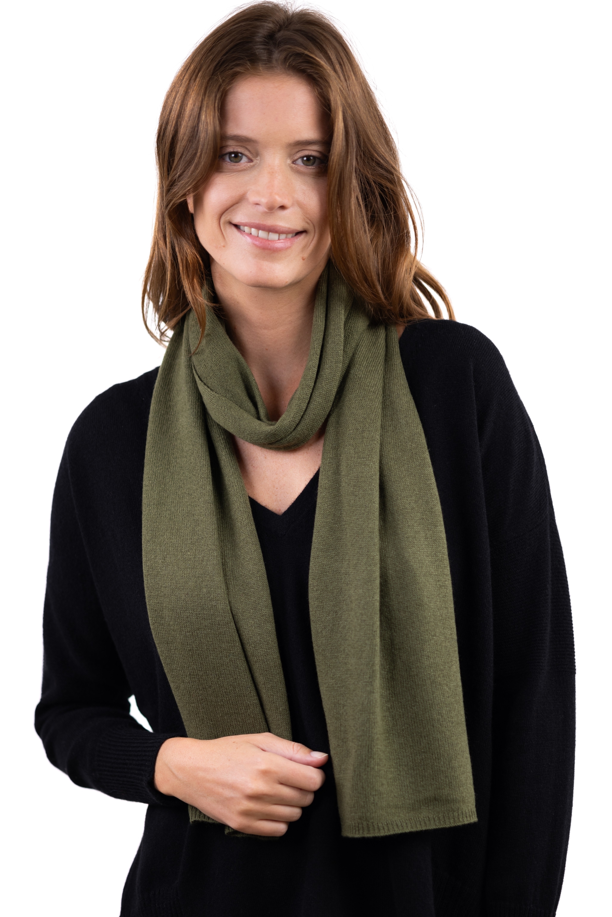 Cashmere accessori sciarpe foulard ozone olive 160 x 30 cm