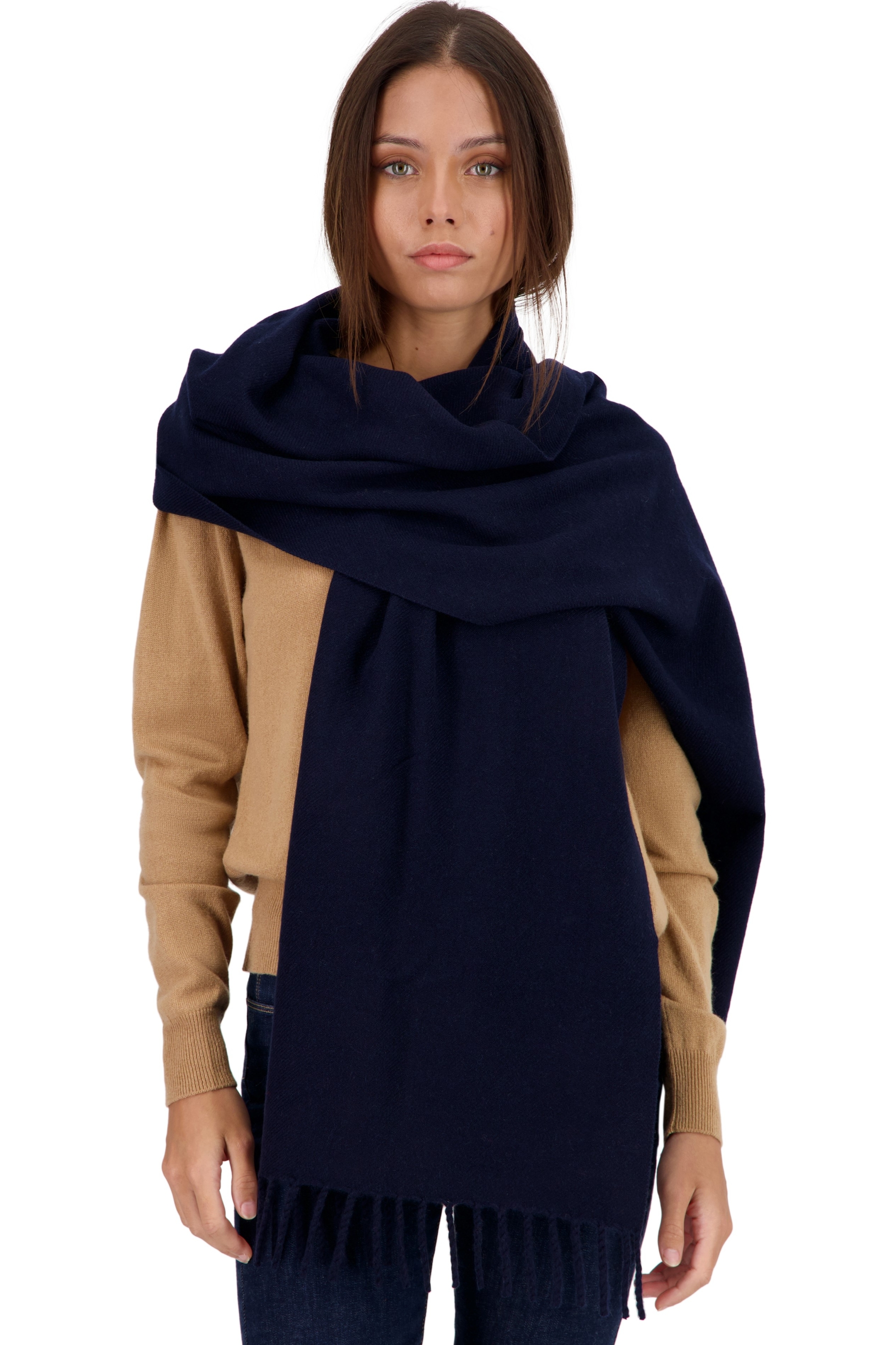 Cashmere accessori sciarpe foulard tartempion blu notte 210 x 45 cm