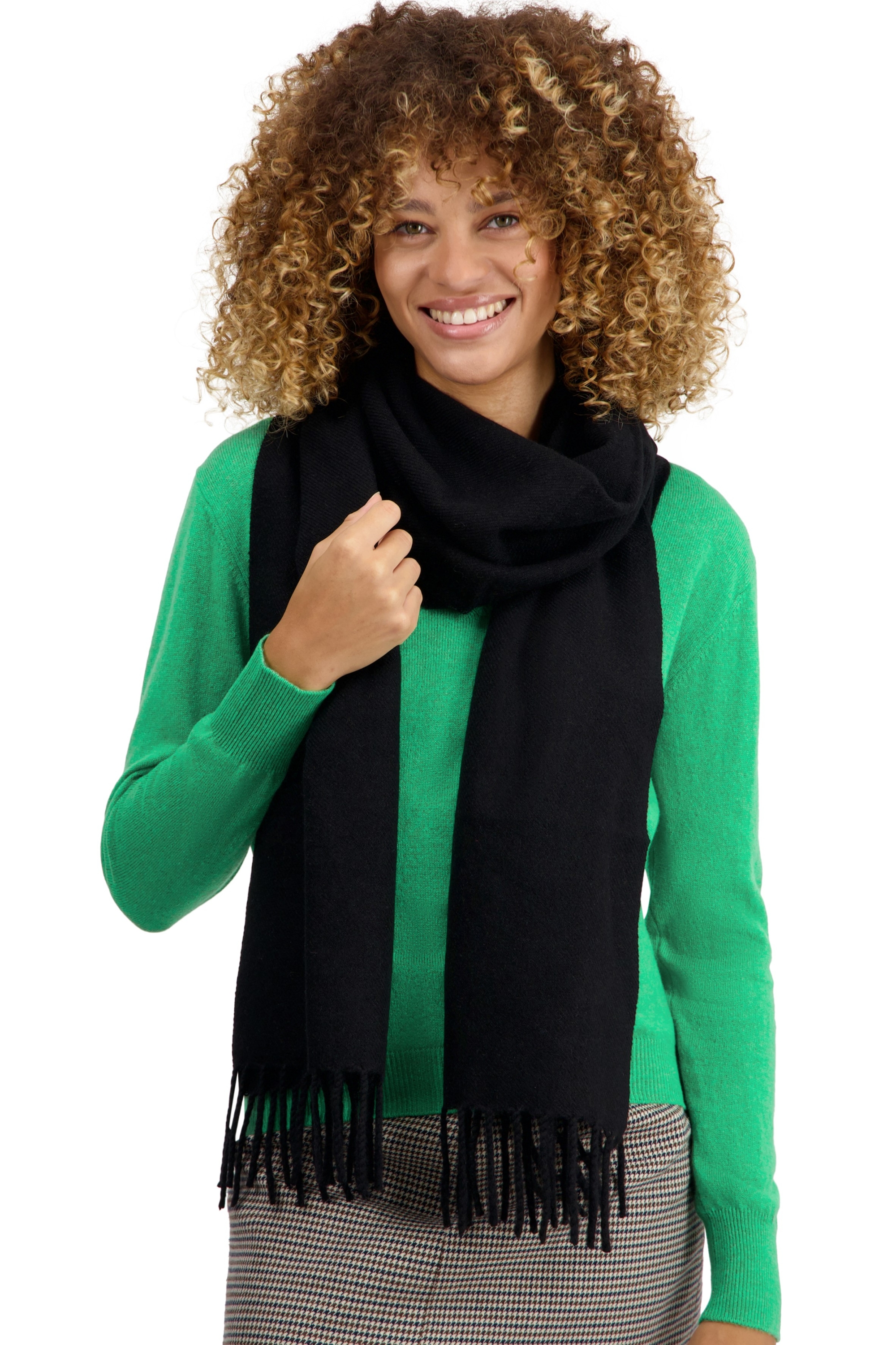Cashmere accessori sciarpe foulard tartempion nero 210 x 45 cm