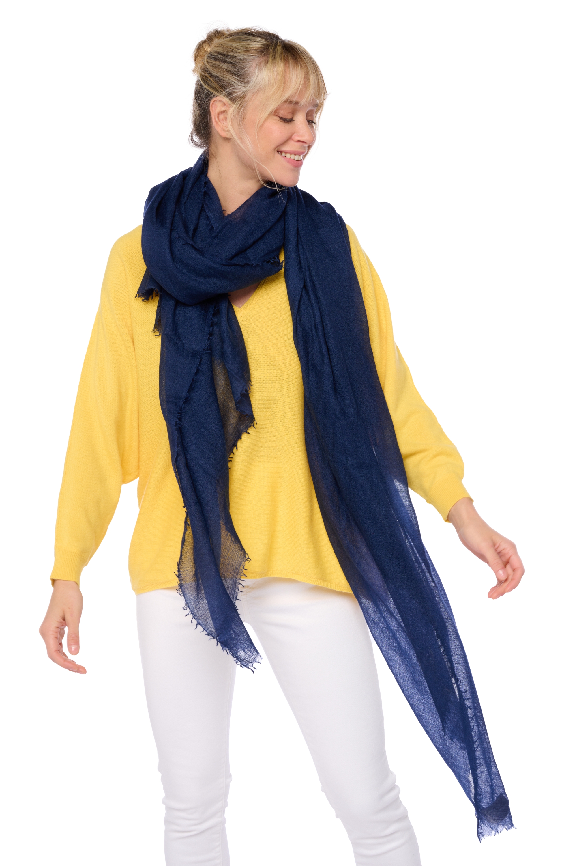 Cashmere accessori sciarpe foulard tonka blu navy 200 cm x 120 cm