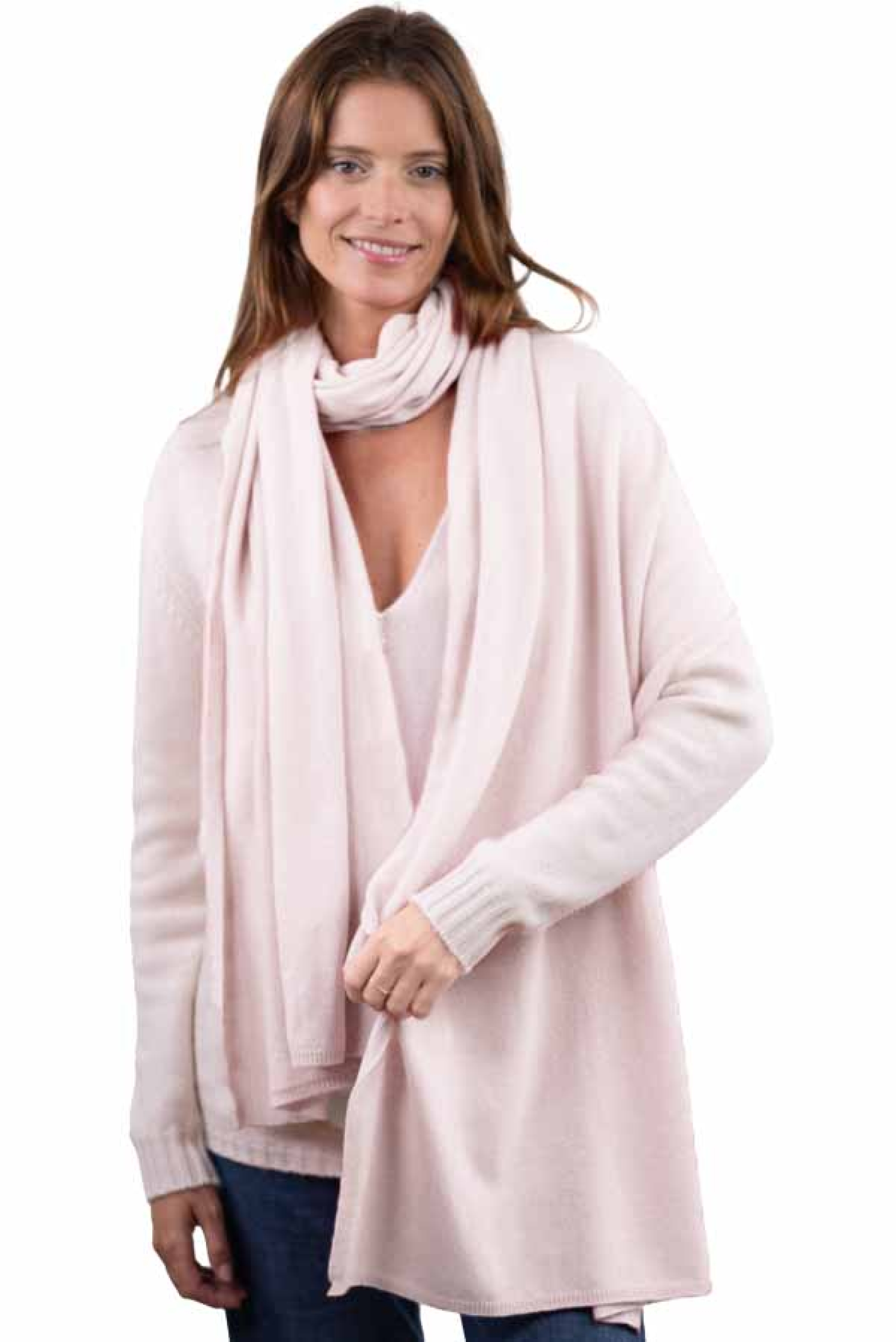 Cashmere accessori sciarpe foulard wifi rosa pallido 230cm x 60cm
