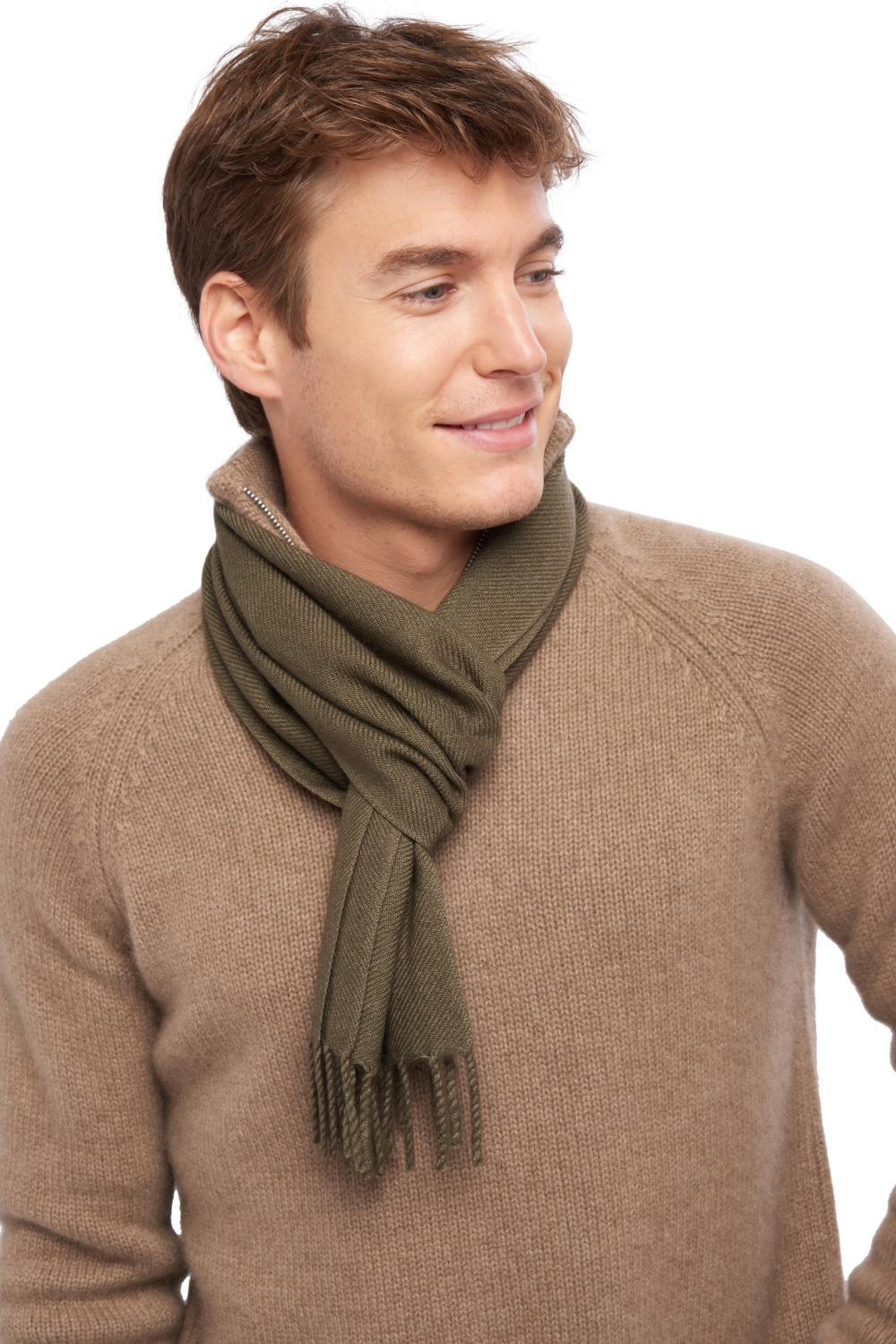 Cashmere accessori sciarpe foulard zak170 kaki 170 x 25 cm
